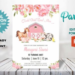 Pink Barn Girl Editable in Powerpoint