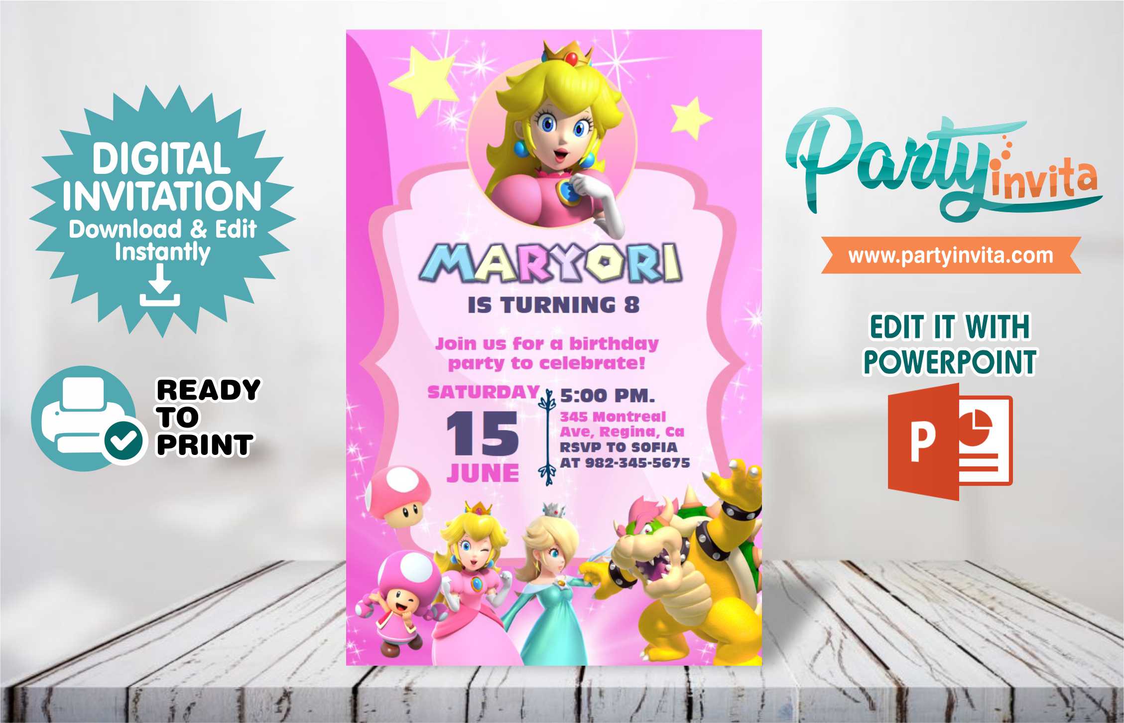 Princess Peach Editable in Powerpoint