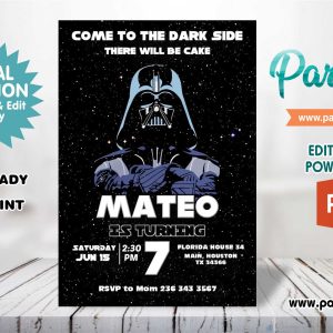 Star Wars Darth Vader Invitation Editable in Powerpoint