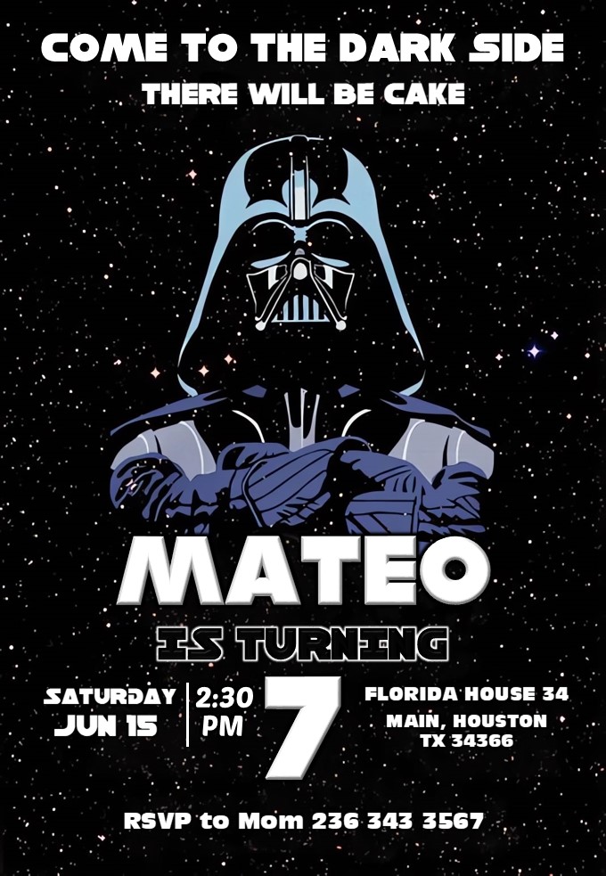 Star Wars Darth Vader Invitation Editable in Powerpoint - Image 2