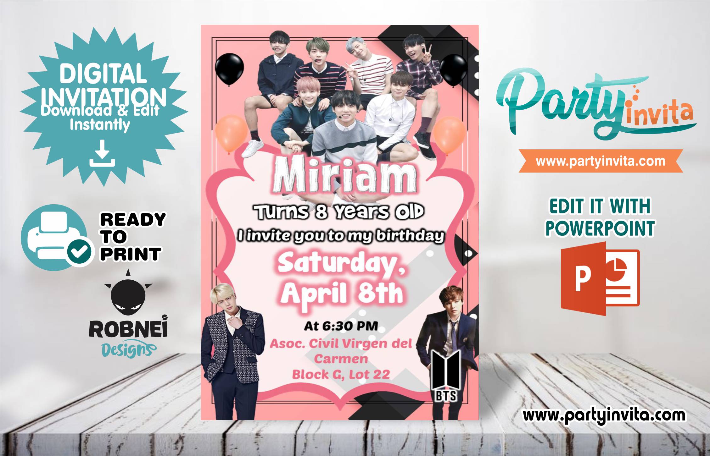 BTS Invitation Editable in Powerpoint