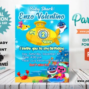 Baby Shark Invitation Editable in Powerpoint