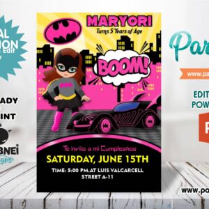 Batman Girl Invitation Editable in Powerpoint