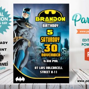 Batman Invitation Editable in Powerpoint