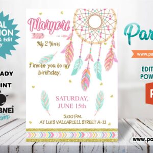 Dream Catcher Invitation Editable in Powerpoint