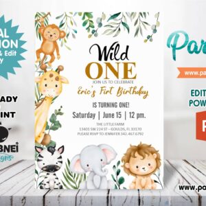 Safari Invitation Editable in Powerpoint