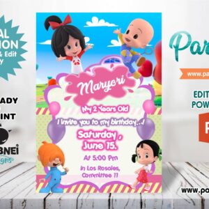 Cleo y Cuquin Familia Telerin Invitation Editable in Powerpoint