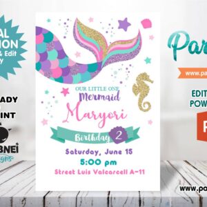 Cola de Sirena Invitation Editable in Powerpoint