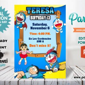 Doraemon Invitation Editable in Powerpoint