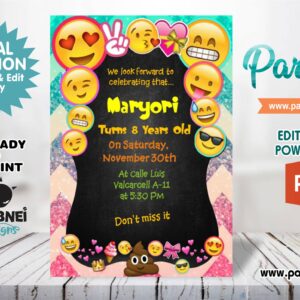 Emojis Invitation Editable in Powerpoint