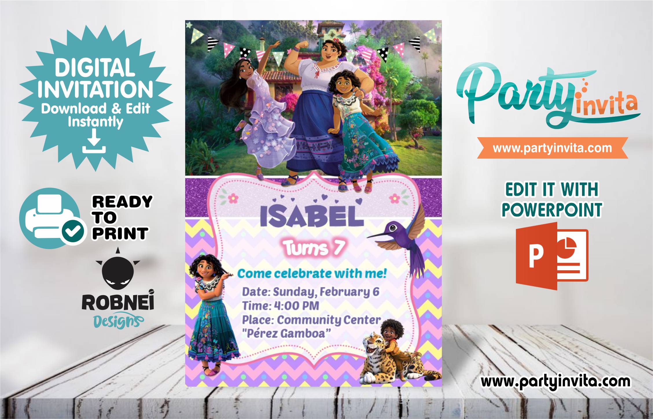 Encanto Disney Invitation Editable in Powerpoint