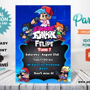 Friday Night Funkin Invitation Editable in Powerpoint