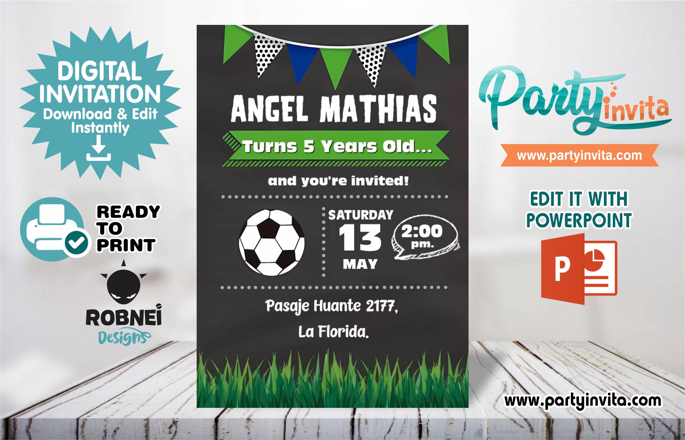 Futbol Invitation Editable in Powerpoint