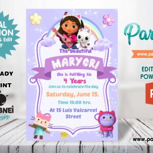 Hey Gabby Invitation Editable in Powerpoint