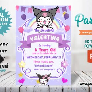 Kuromi Invitation Editable in Powerpoint