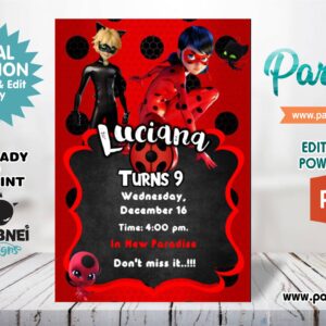 Ladybug Invitation Editable in Powerpoint