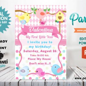 Little Birds Invitation Editable in Powerpoint