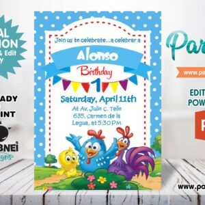 Little Painted Hen Boy Invitation Editable in Powerpoint