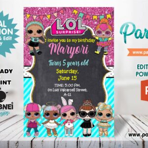 Lol Surprise Invitation Editable in Powerpoint