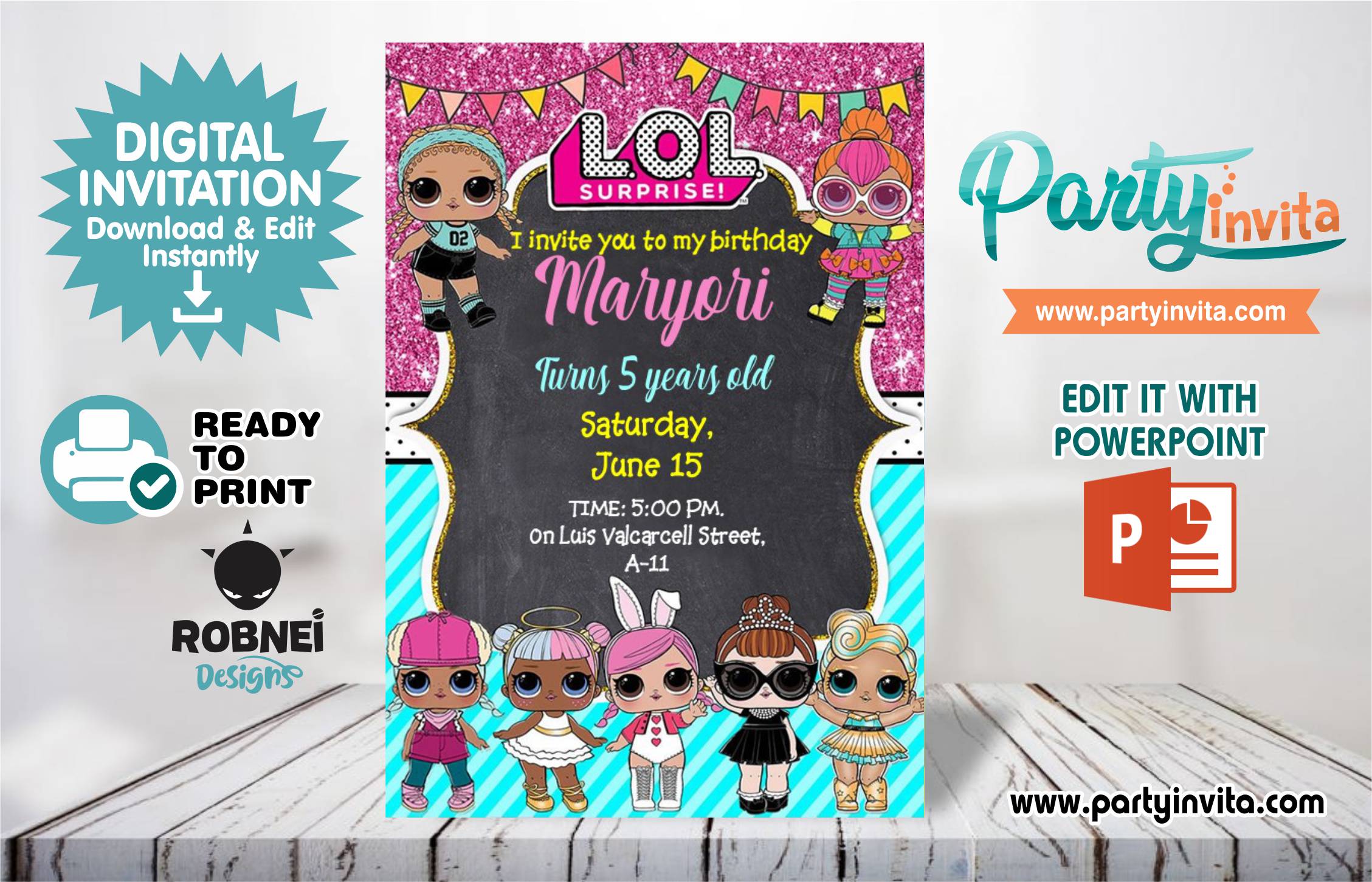 Lol Surprise Invitation Editable in Powerpoint