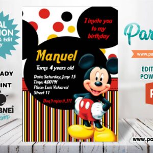 Mickey Mouse Invitation Editable in Powerpoint