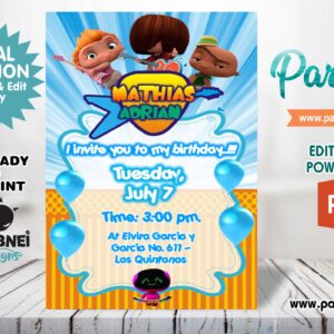 Mini Power Rockers Boy Invitation Editable in Powerpoint