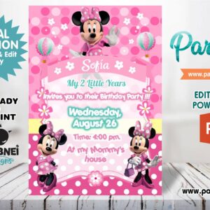 Minnie Mouse Invitation Editable in Powerpoint
