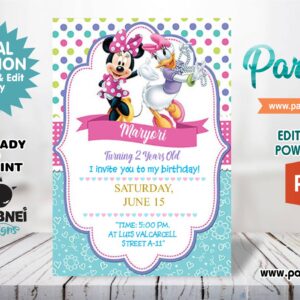 Minnie Mouse and Daisy Duck Invitation Editable in Powerpoint