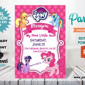 My Little Pony Invitation Editable in Powerpoint
