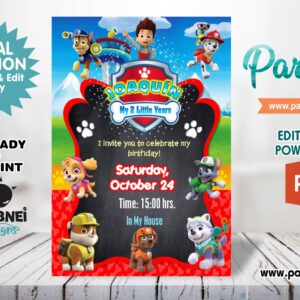 Paw Patrol Invitation Editable in Powerpoint