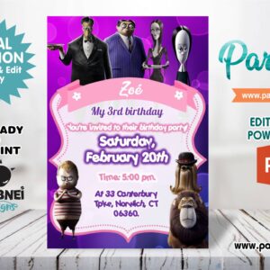 The Addams Family Invitation Editable in Powerpoint