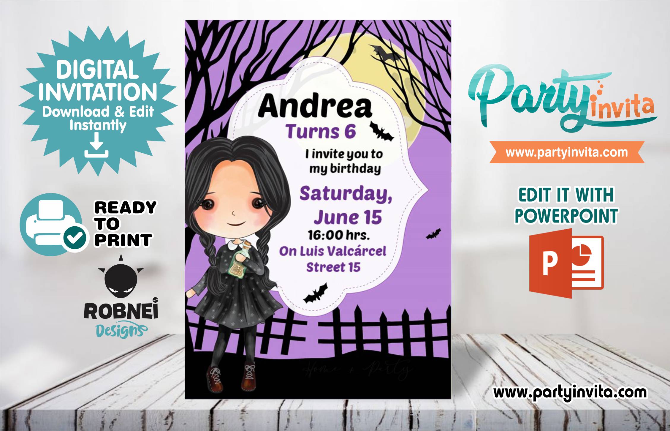 Wednesday Invitation Editable in Powerpoint